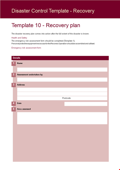 create a control disaster recovery plan | download template template