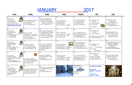 monthly activity calendar template - plan water, living, bottomless, and worship activities template