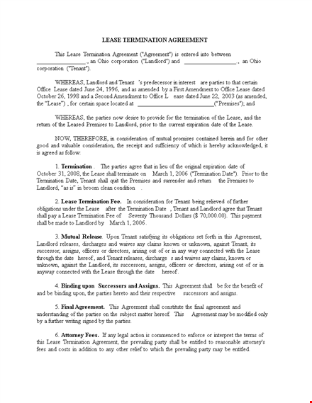 lease termination agreement template