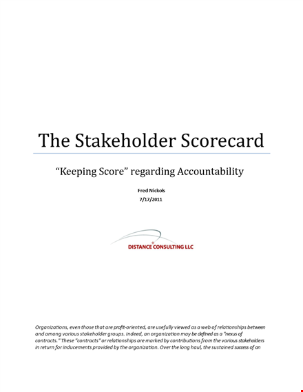 stakeholder scorecard template