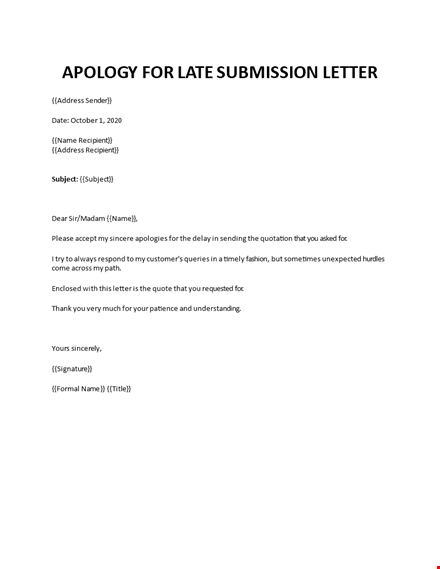 regret letter for not sending quotation template