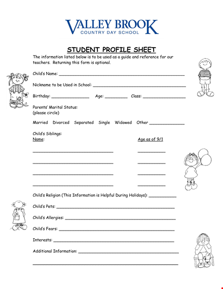 student profile template