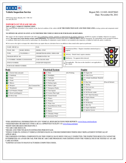 vehicle report template