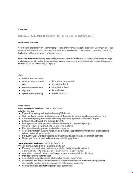 event marketing executive resume template