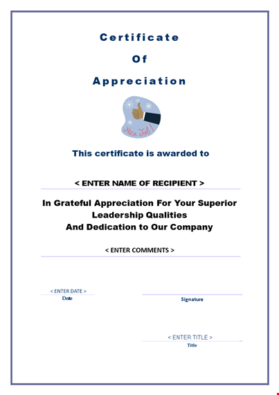 customize and download certificate of appreciation template template