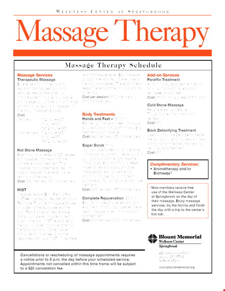 massage therapy schedule template