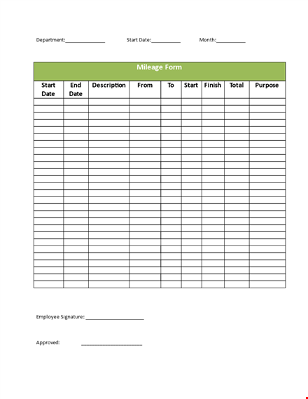 track your monthly mileage with our user-friendly log template template
