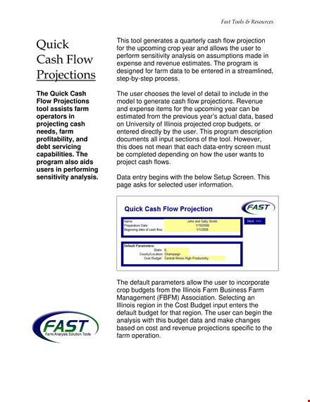 cash flow projection chart template template