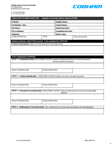corrective action request in doc template