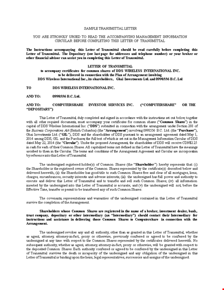shareholder letter of transmittal template for shares template