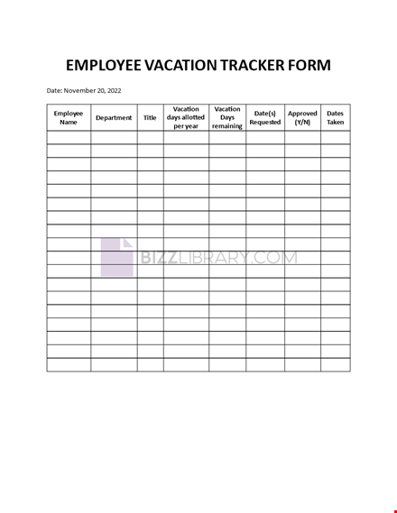 employee vacation tracker form template