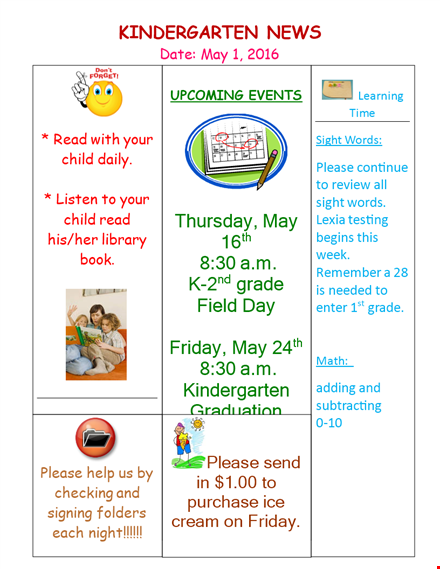 preschool newsletter template - kindergarten edition template