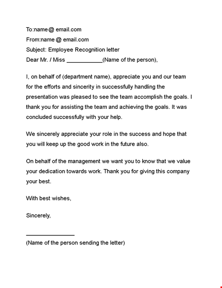 recognition letter - send it easily via email or deliver in person template