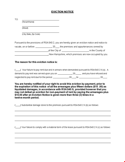 eviction notice letter template