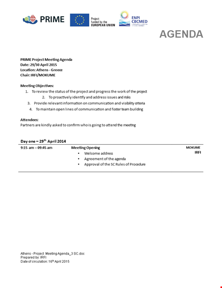 project meeting agenda template - plan, coordinate, and organize your project meetings template