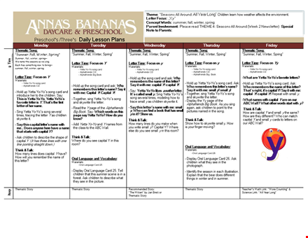 preschool daily lesson plan template