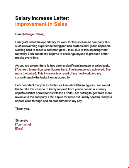 requesting salary increase - sales professional | sample letter template