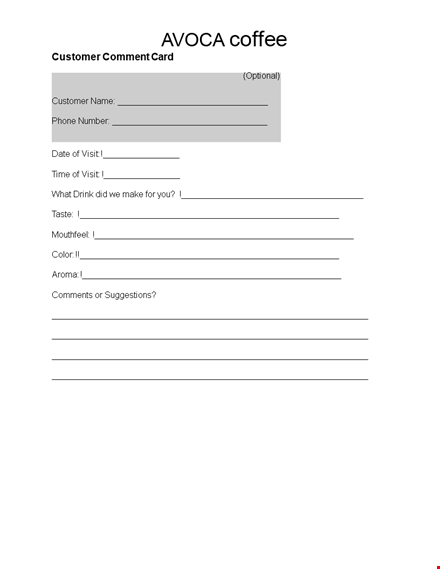 simple and effective comment card template template