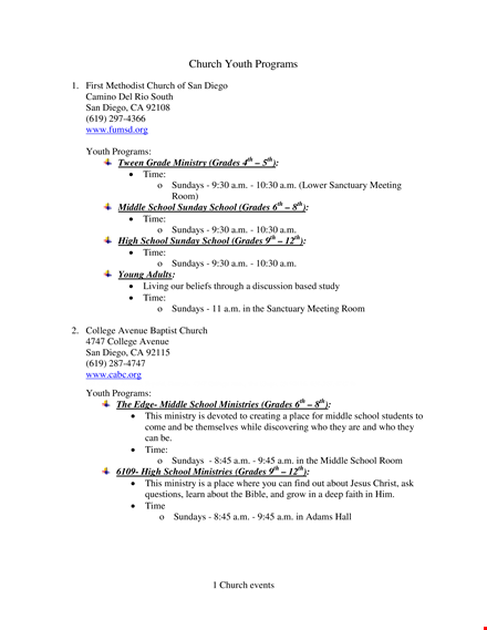 church youth program template for school and sunday church events template