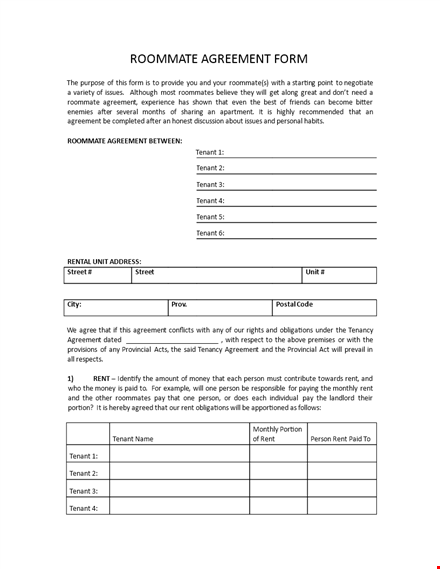 roommate agreement template | create a strong agreement with your tenant or roommate template
