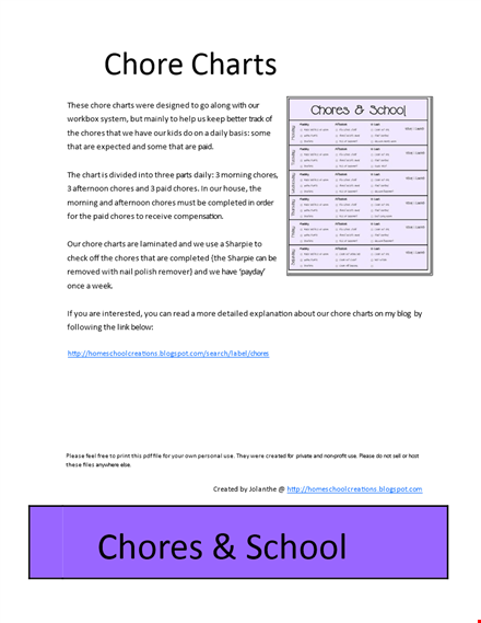 kids chore chart template