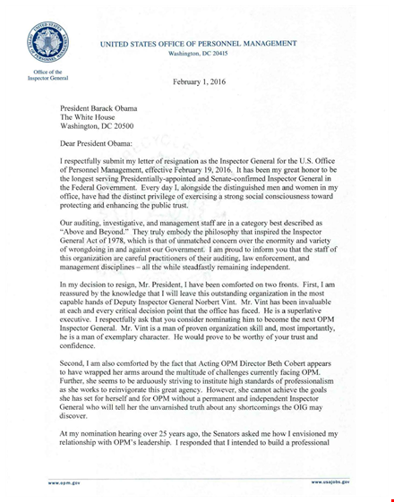resignation letter from inspector general's office - ig mcfarland template