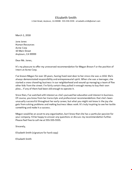 powerful business character witness letter for megan smith - street testimonial template