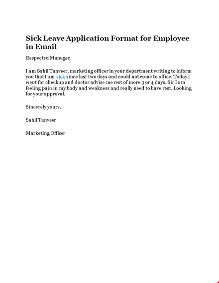 effective sick leave email template for marketing team | sahil & tanveer template