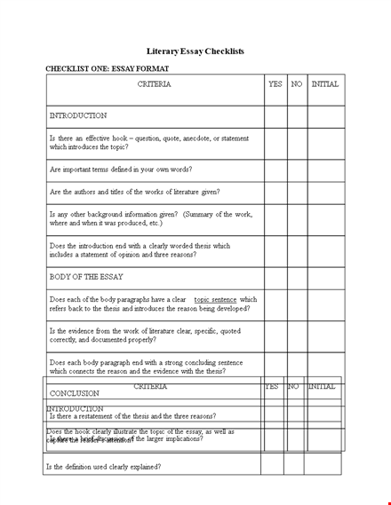 checklist for writing a literary essay | essay, thesis, topics, literature template