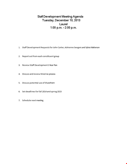 staff development meeting: review, discuss & guide staff development efforts template