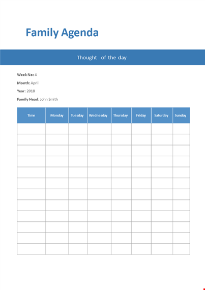 april family agenda template: organize your month with family-focused agenda template