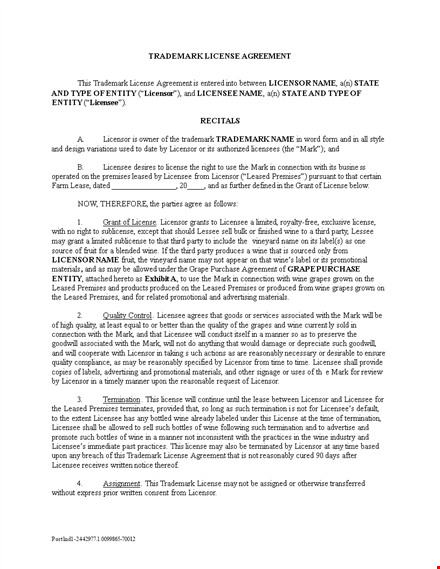 trademark license agreement for licensee and licensor | christopher herman template