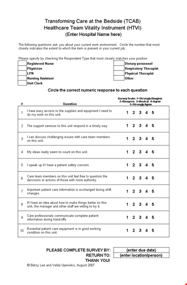 likert scale questions to understand patient experience template
