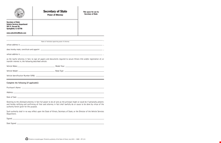 get the power of attorney you need for your vehicle | secretary of state template