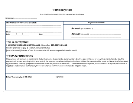 create a legal promissory note template for payments of any amount template