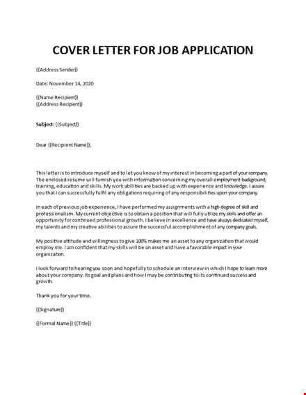 sample cover letter template