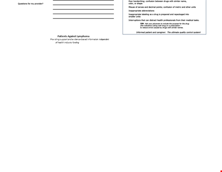 medication checklist template | free support for patients against lymphoma template