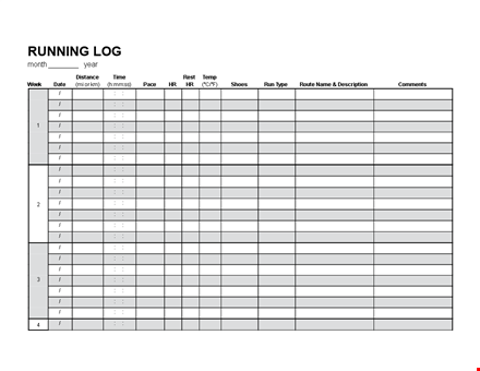 printable running log template template