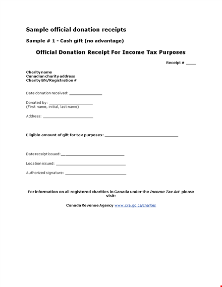 tax donation receipt template template