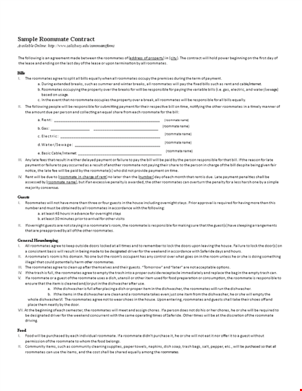 create a responsible living environment with our roommate agreement template template