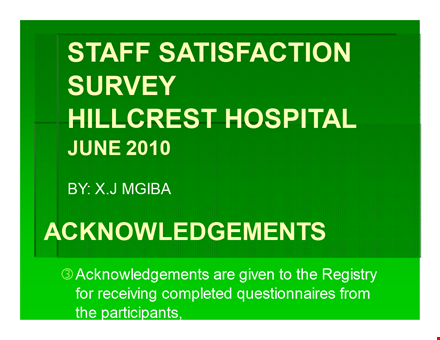 hospital staff satisfaction survey template template