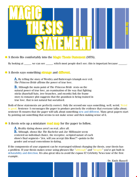 magic thesis statement template template
