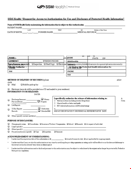 personal medical records release form template