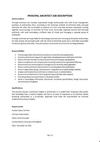 principal architect job description template