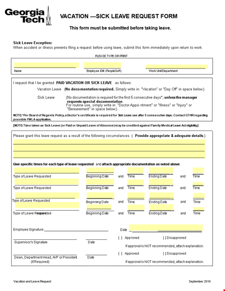 leave request form | submit your vacation request today template