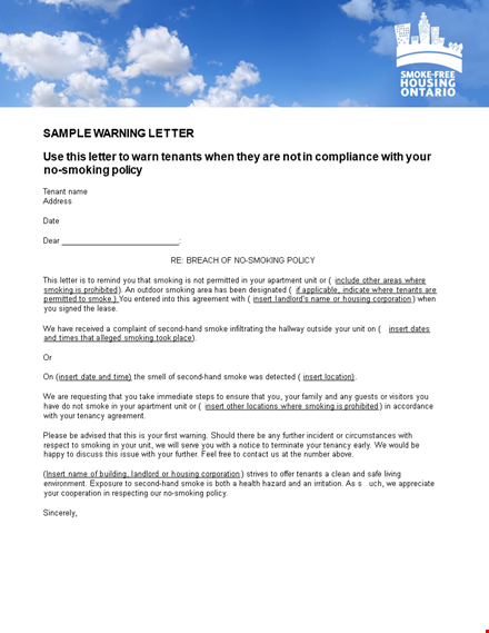 landlord complaint letter to tenant template