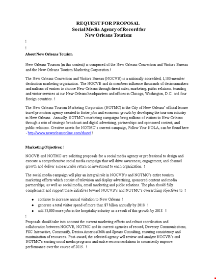 social media rfp template | create winning proposals | notmc, orleans, nocvb template