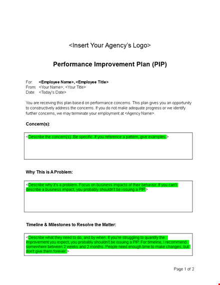 improve performance with our professional improvement plan template - address concerns swiftly template