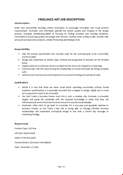 freelance art job description template