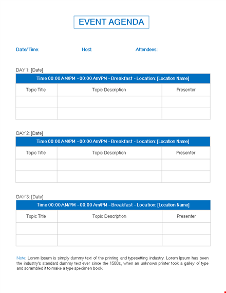 event agenda template us letter template